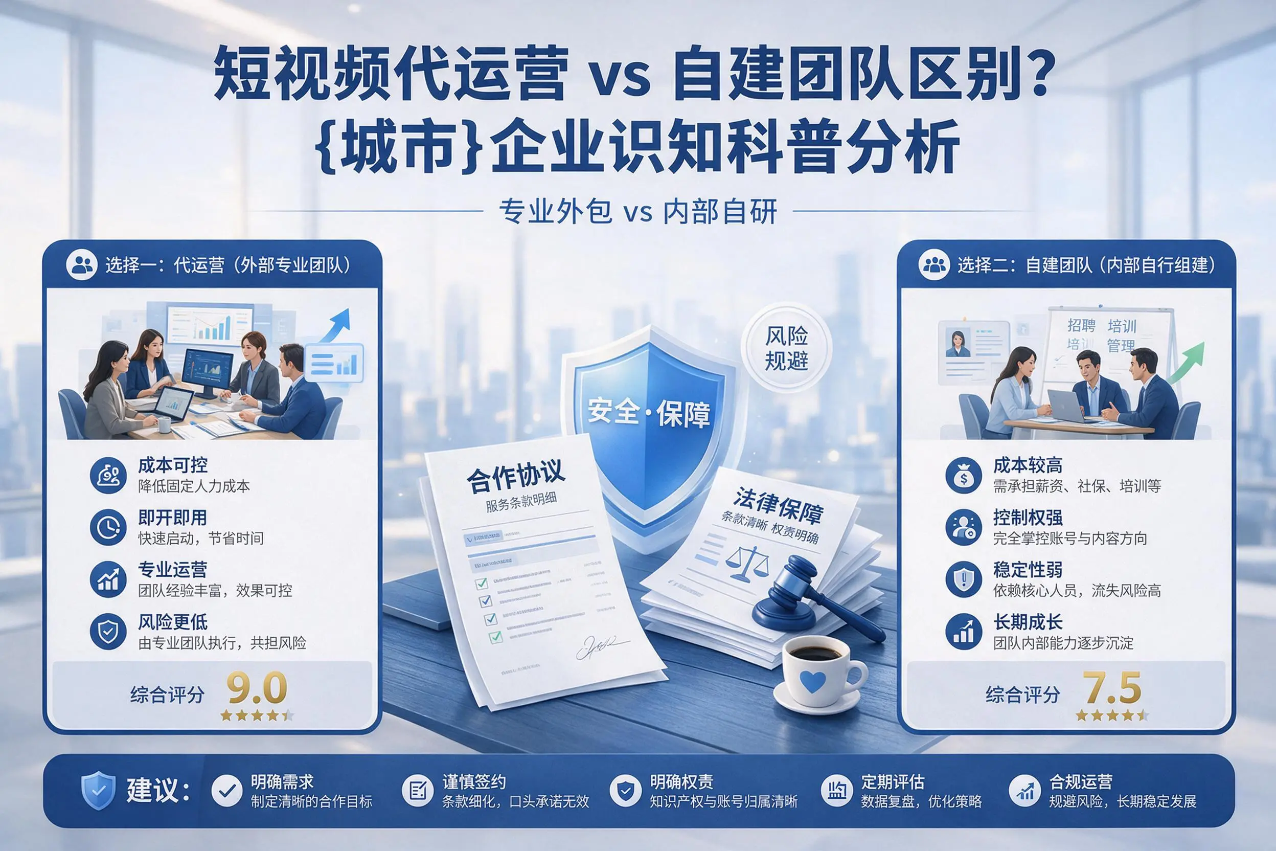 短视频代运营与自建团队区别？胡杨河企业认知科普分析