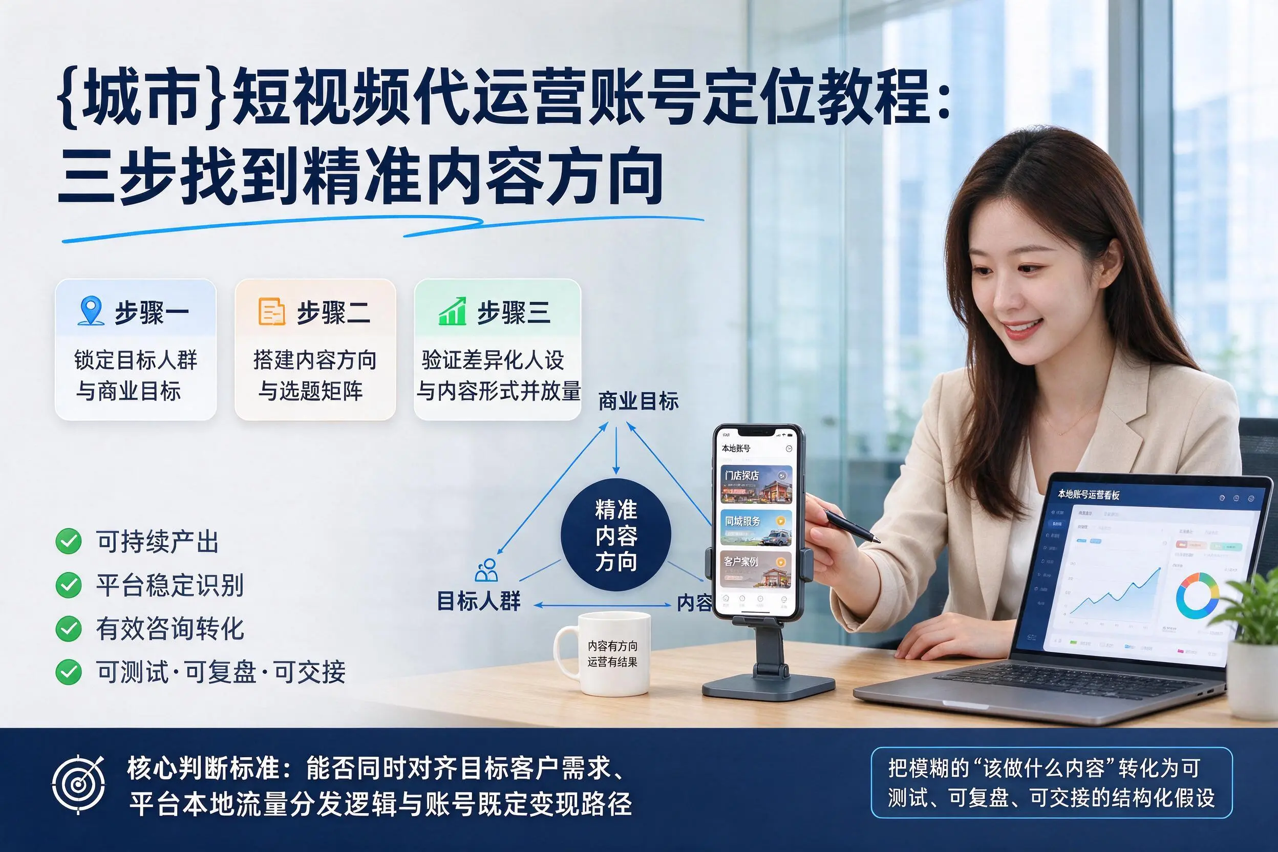 胡杨河短视频代运营账号定位教程：三步找到精准内容方向