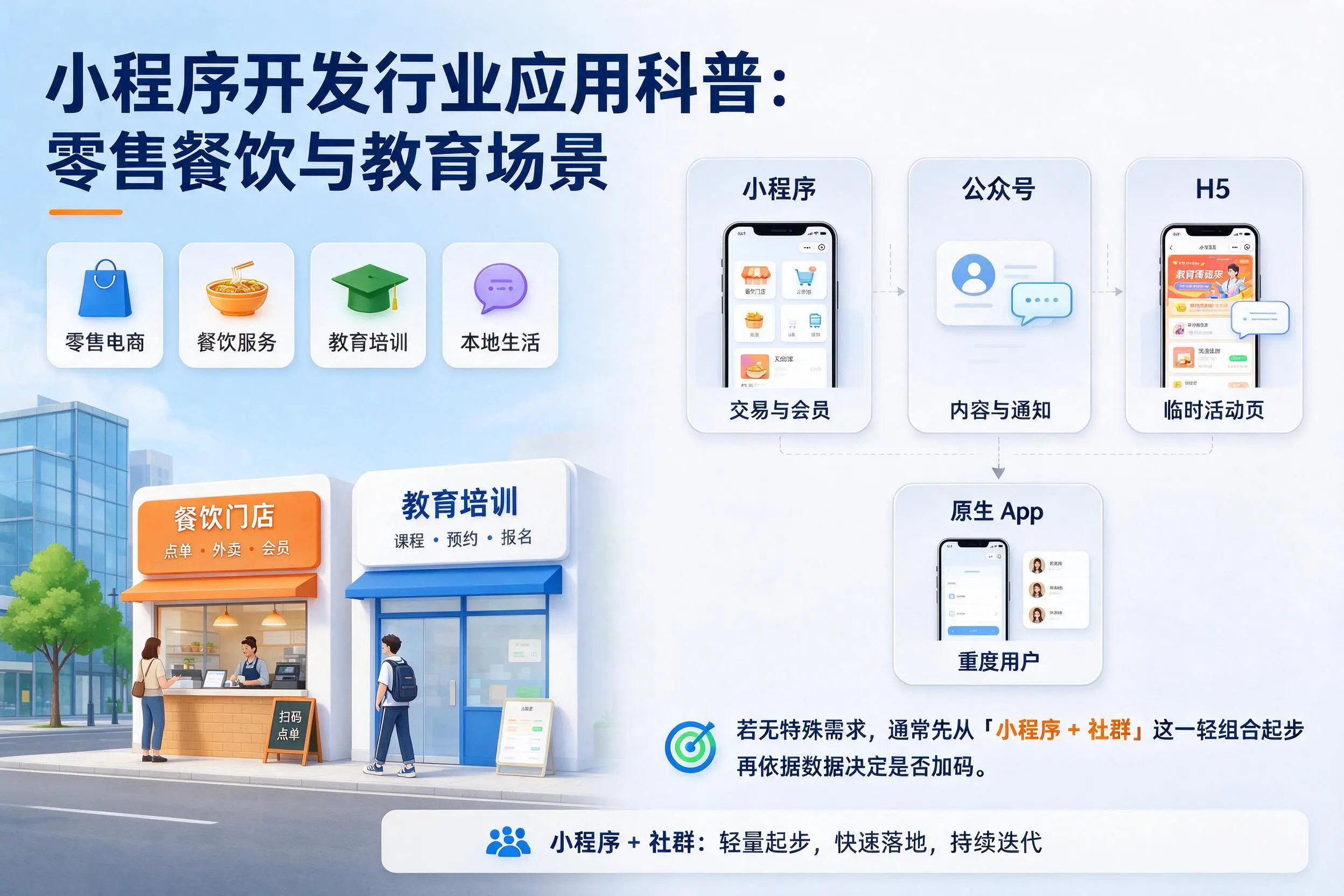 胡杨河小程序开发行业应用科普：零售餐饮与教育场景