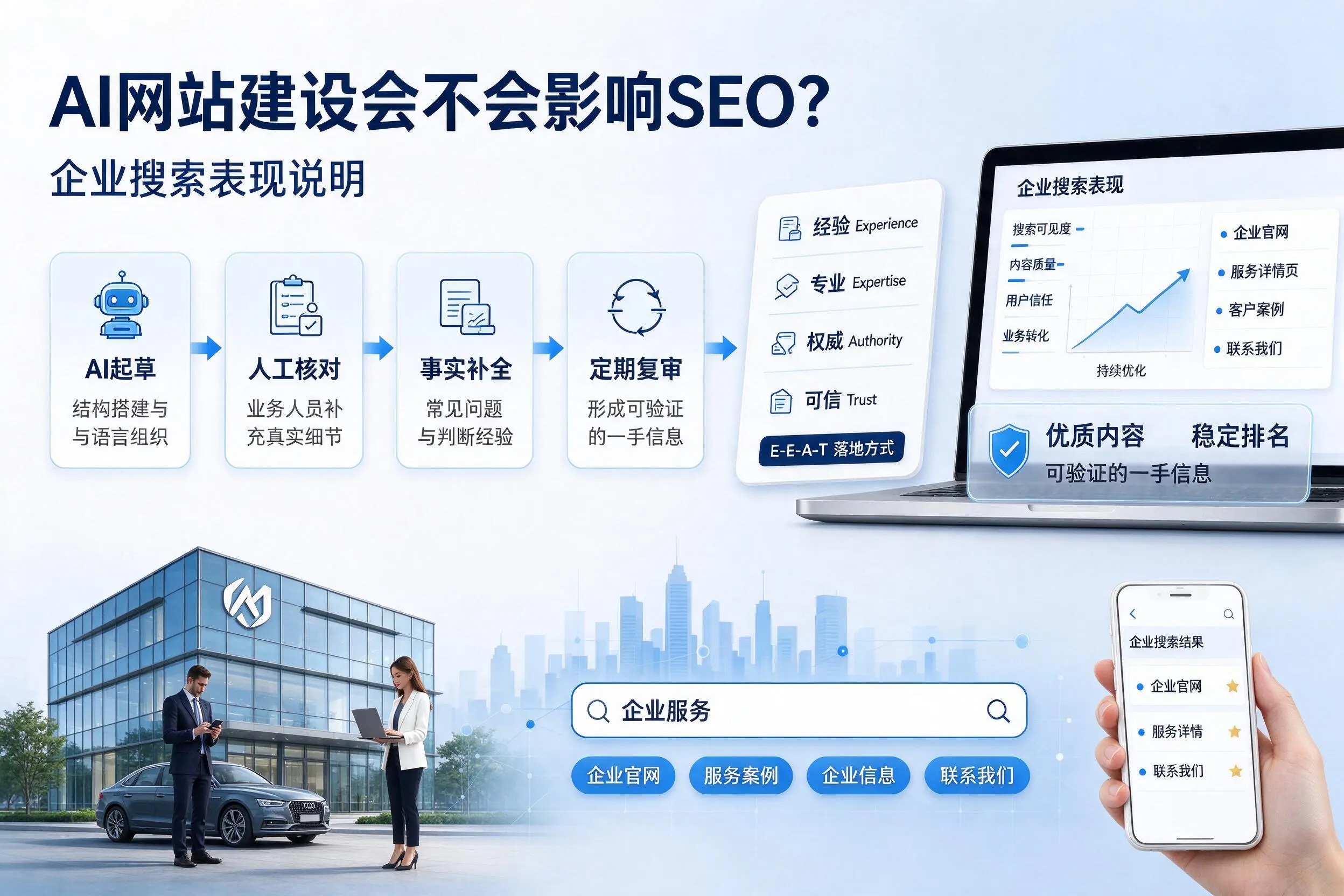 AI网站建设会不会影响SEO？胡杨河企业搜索表现说明