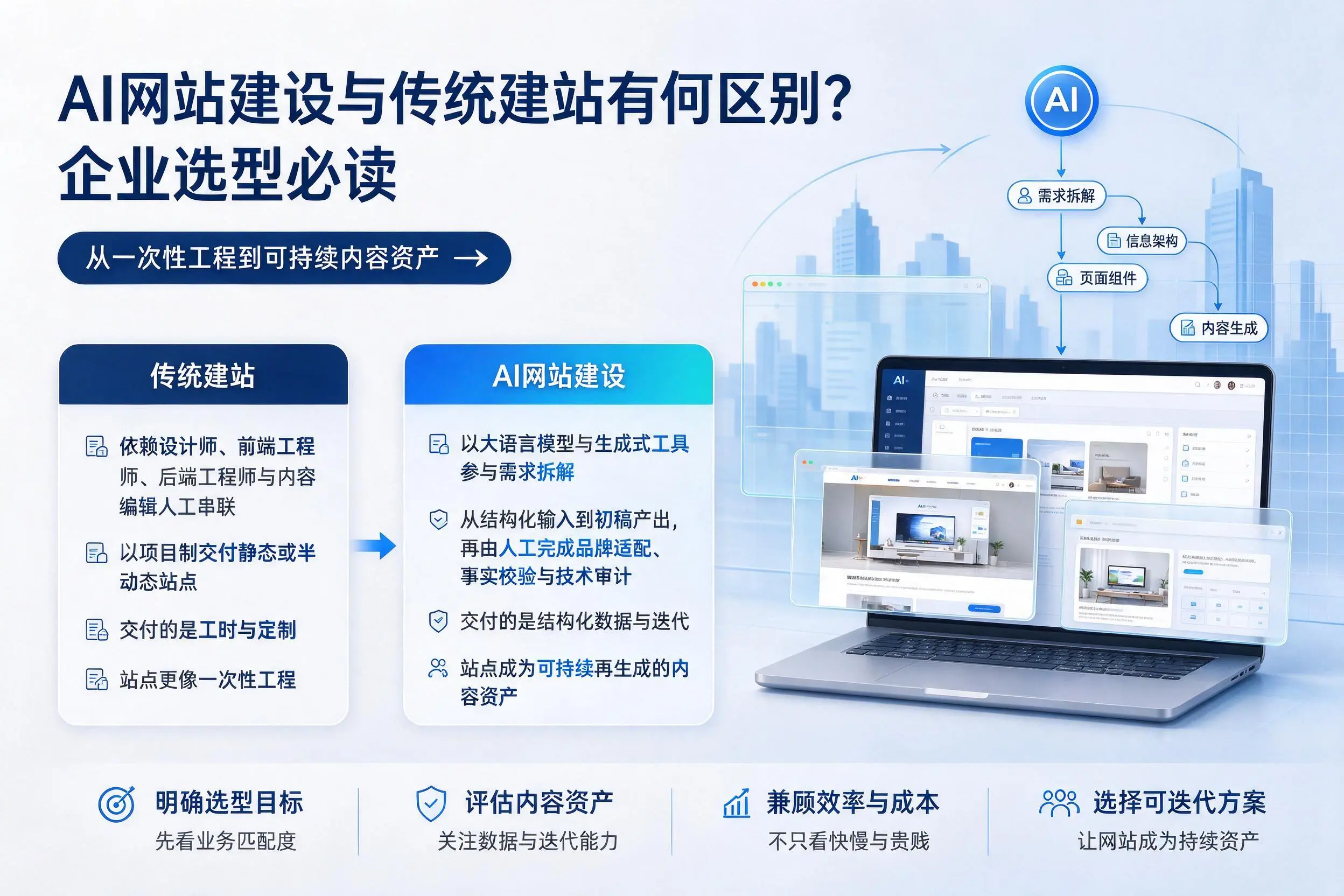 AI网站建设与传统建站有何区别？胡杨河企业选型必读