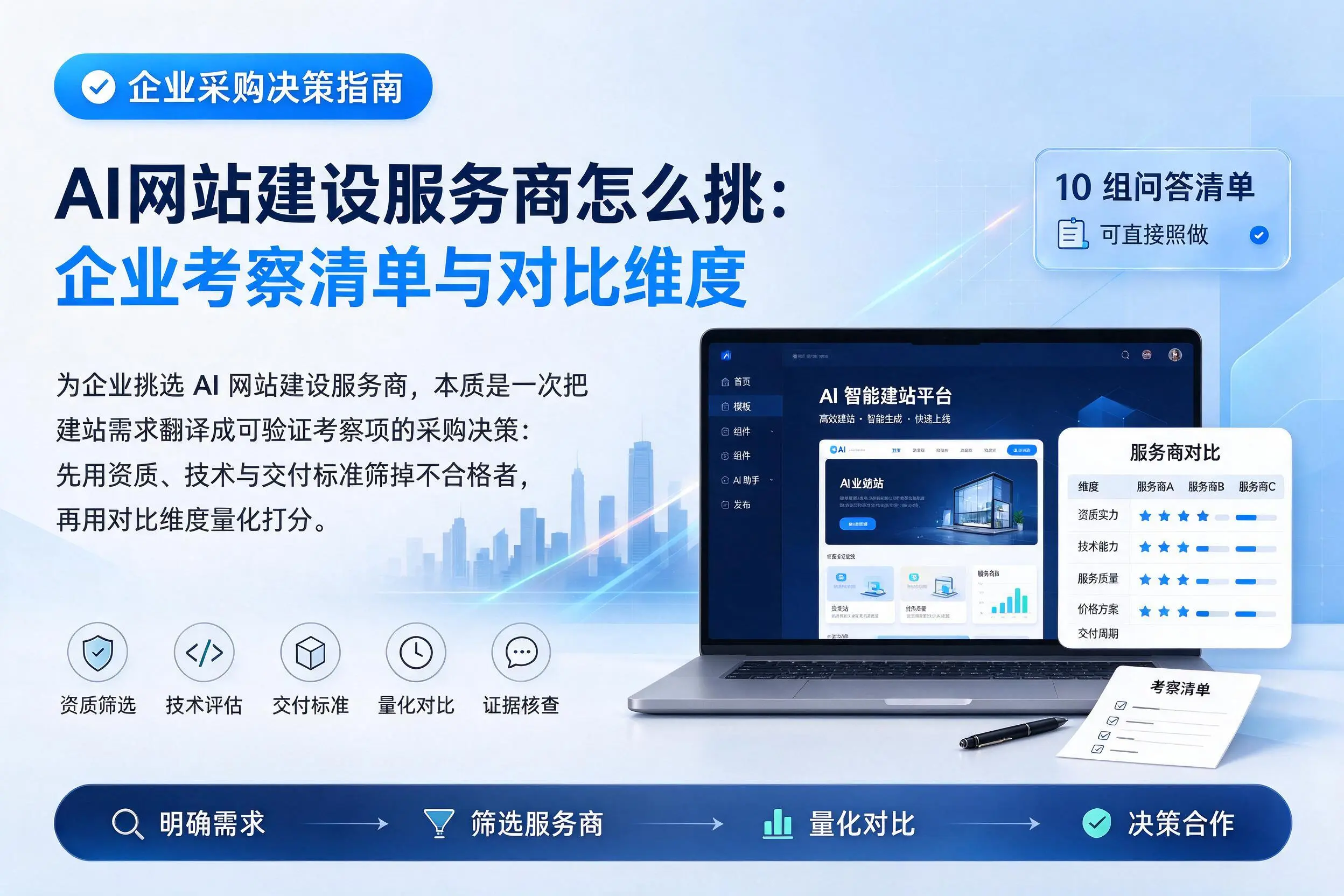 AI网站建设服务商怎么挑：胡杨河企业考察清单与对比维度