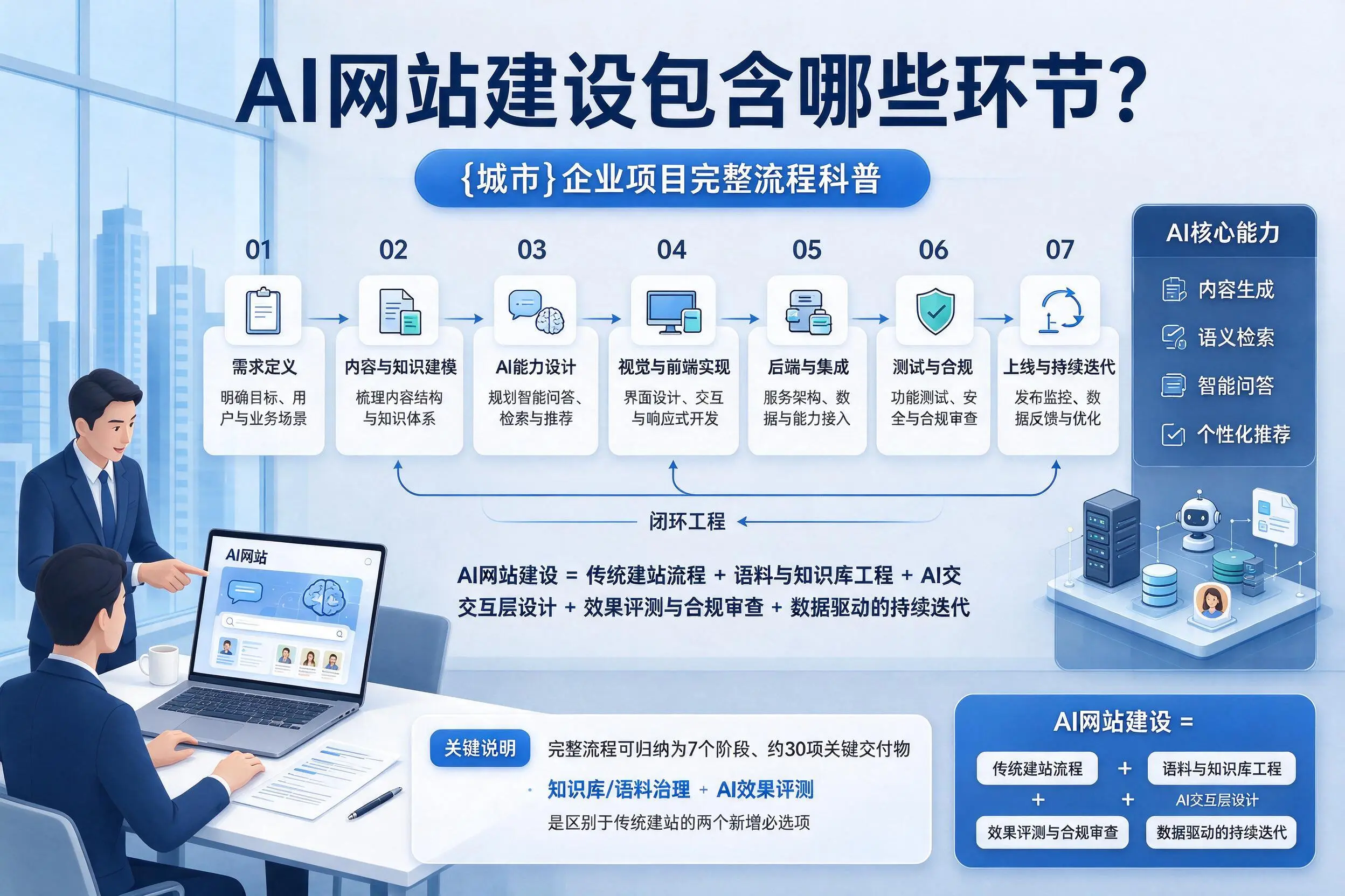 AI网站建设包含哪些环节?胡杨河企业项目完整流程科普