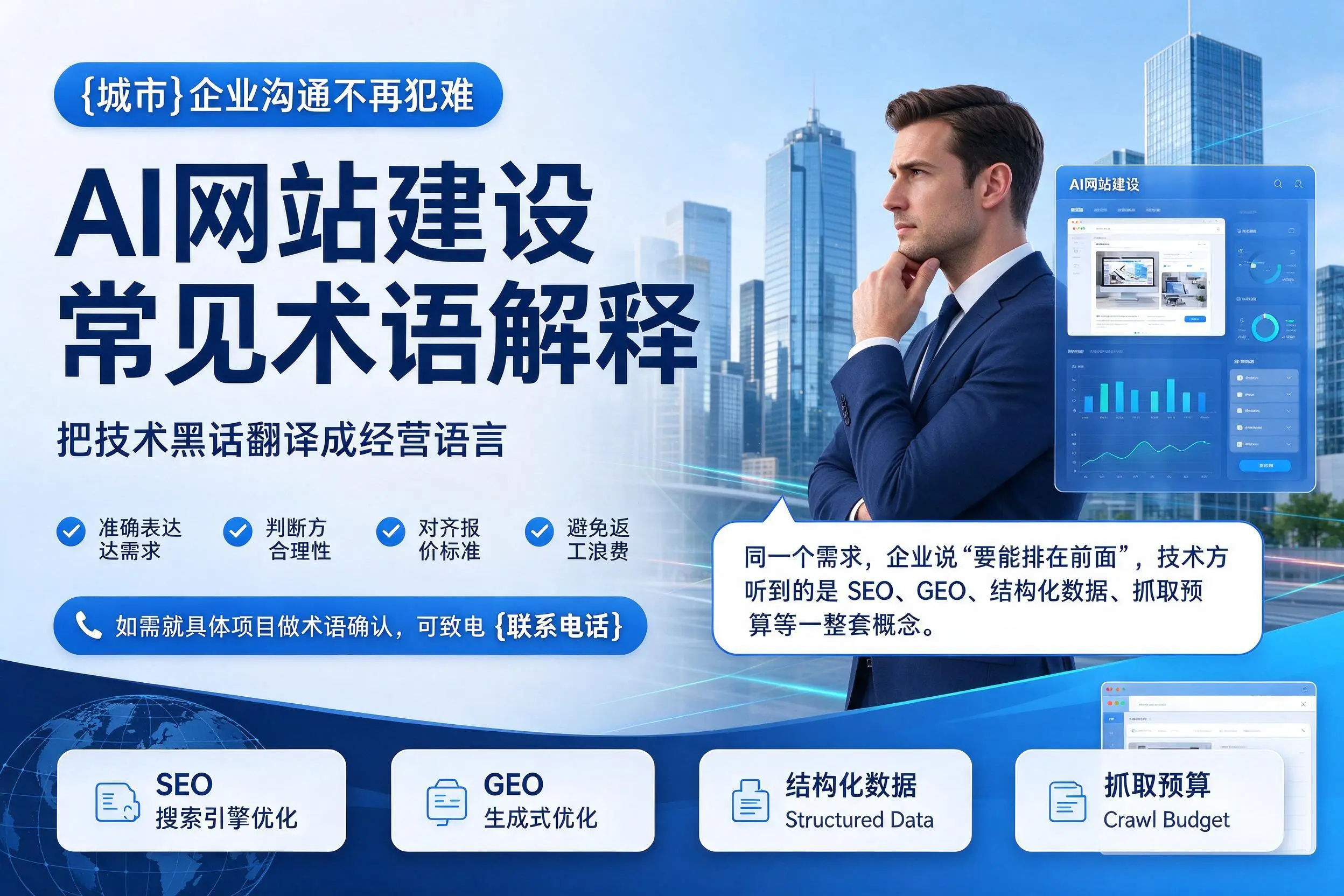 AI网站建设常见术语解释，胡杨河企业沟通不再犯难